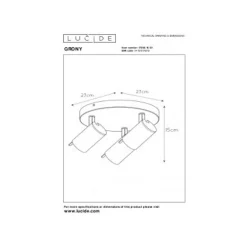 Lucide GRONY - Plafondspot - LED Dim to warm - GU10 - 3x5W 2200K/3000K - Zwart