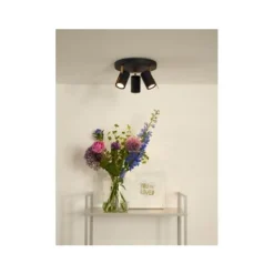 Lucide GRONY - Plafondspot - LED Dim to warm - GU10 - 3x5W 2200K/3000K - Zwart