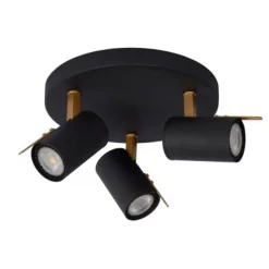 Lucide GRONY - Plafondspot - LED Dim to warm - GU10 - 3x5W 2200K/3000K - Zwart