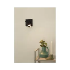 Lucide GRONY - Wandspot - LED Dim to warm - GU10 - 1x5W 2200K/3000K - Zwart