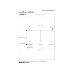 Lucide GUNHILD Hanglamp-Transp.-3xE27-60W-Glas