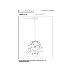 Lucide HANNELOR. Hanglamp-Mat Go.-Ø30-1xE27-40W-Metaal
