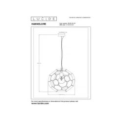 Lucide HANNELOR. Hanglamp-Mat Go.-Ø40-1xE27-40W-Metaal