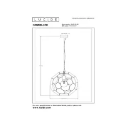 Lucide HANNELOR. Hanglamp-Zwart-Ø40-1xE27-40W-Metaal
