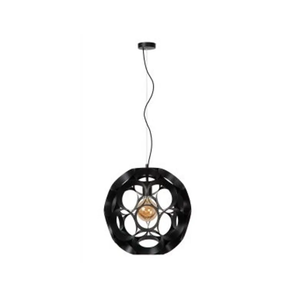 Lucide HANNELOR. Hanglamp-Zwart-Ø40-1xE27-40W-Metaal