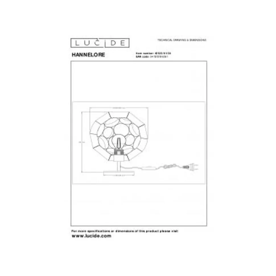 Lucide HANNELOR. Tafellamp-Zwart-Ø25-1xE27-40W-Metaal