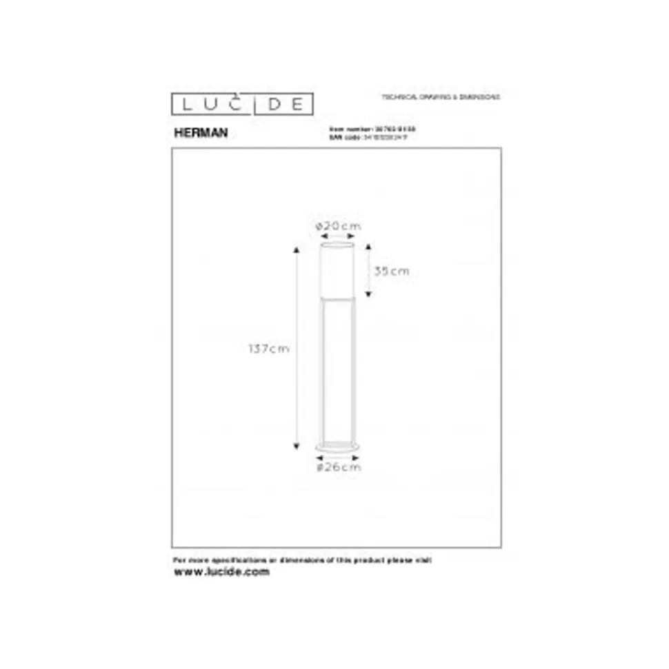 Lucide HERMAN Vloerlamp-Beige-Ø26-1xE27-40W-Katoen