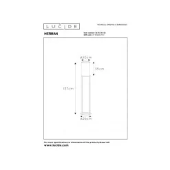Lucide HERMAN Vloerlamp-Zwart-Ø26-1xE27-40W-Katoen