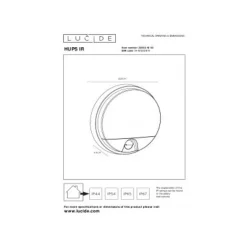 Lucide HUPS IR Wandlamp Buiten-Zwart-LED-10W-3000K-IP54