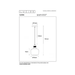 Lucide ILONA Hanglamp-Amber-Ø18-1xE27-40W-Glas