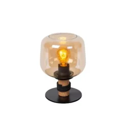 Lucide ILONA Tafellamp-Amber-Ø18-1xE27-40W-Glas