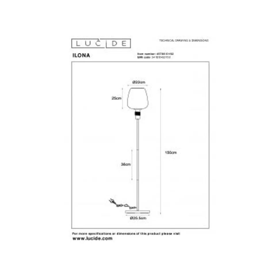 Lucide ILONA Vloerlamp-Amber-Ø34-1xE27-40W-Glas