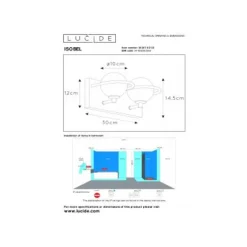 Lucide ISOBEL Wandlamp Badk.-Zwart-2xG9-33W-IP44-Glas