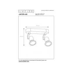 Lucide JASTER-LED - Plafondspot - LED - GU10 - 2x5W 2700K - Zwart