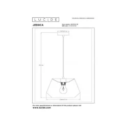 Lucide JESSICA Hanglamp-Zwart-1xE27-60W-Katoen