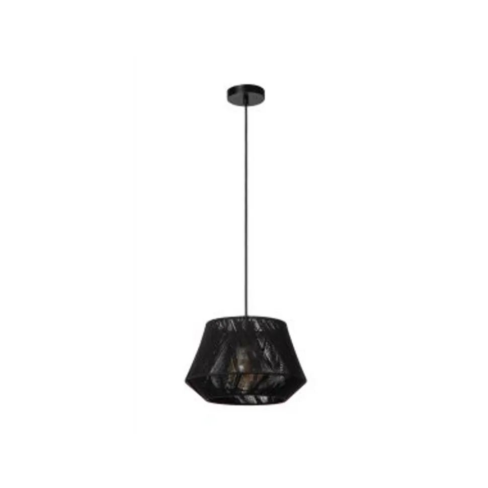 Lucide JESSICA Hanglamp-Zwart-1xE27-60W-Katoen