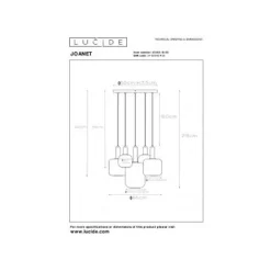 Lucide JOANET - Hanglamp - Ø 71 cm - 5xE27 - Fumé