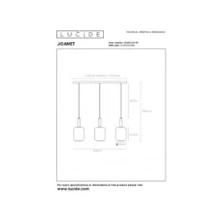 Lucide JOANET Hanglamp-Fumé-3xE27-40W-Glas