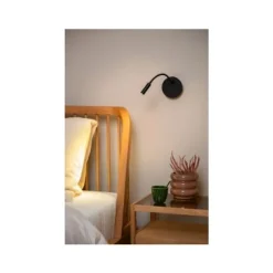 Lucide JOLIJN Bedlamp-Zwart-Ø11-LED-2W-3000K