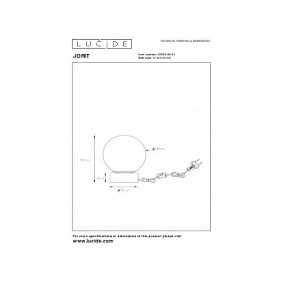 Lucide JORIT Tafellamp-Opaal-Ø25-1xE27-60W-Glas