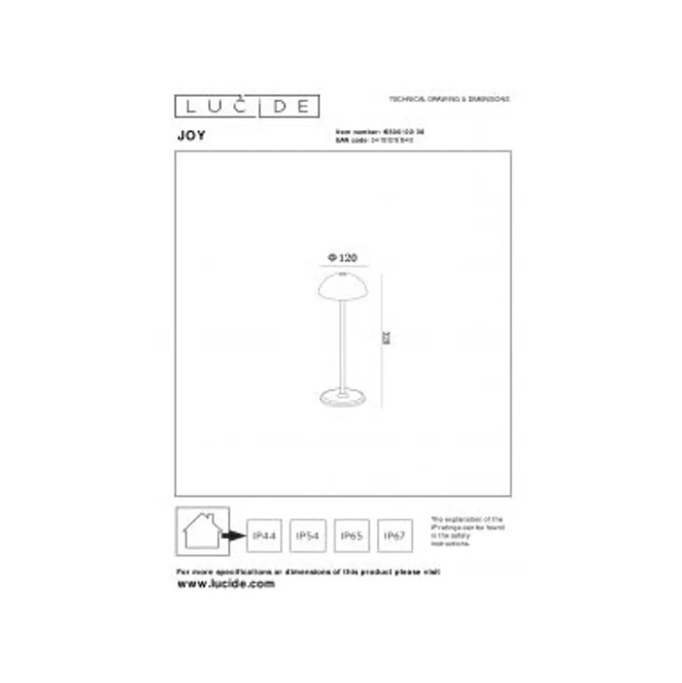 Lucide JOY Tafellamp Buiten-Zwart-Ø12-LED Dimb.-1,5W