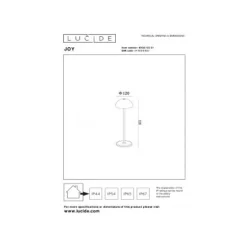 Lucide JOY Tafellamp Buiten-Wit-Ø12-LED Dimb.-1,5W-3000K