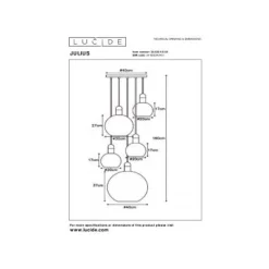 Lucide JULIUS Hanglamp 5x E27 Smoke Glas