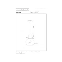 Lucide JULIUS Hanglamp 1x E27 Ø 40 cm Smoke Glas