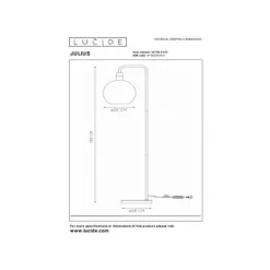 Lucide JULIUS Vloerlamp E27/25W Smoke glas/ Zwart Marmer
