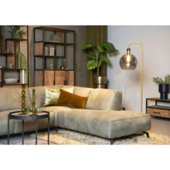 Lucide JULIUS Vloerlamp E27/25W Smoke glas/ Zwart Marmer