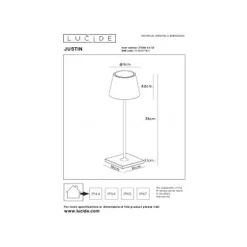 Lucide JUSTIN - Tafellamp Buiten - Ø 11 cm - LED Dimb. - 1x2,2W 3000K - IP54 - Zwart