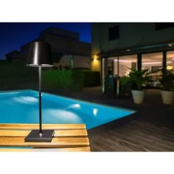 Lucide JUSTIN - Tafellamp Buiten - Ø 11 cm - LED Dimb. - 1x2,2W 3000K - IP54 - Zwart