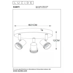 Lucide KIANTI - Plafondspot - Ø 21 cm - 3xGU10 - Zwart