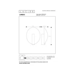 Lucide LAREDO Wandlamp Buiten-Zwart-LED-9W-2700K-IP54