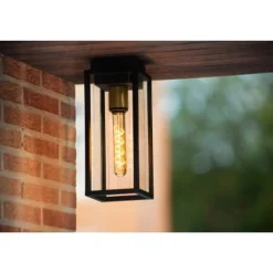 Lucide LAURENS Plafonnière Buiten-Zwart-1xE27-15W-IP54