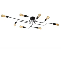 Lucide LESTER - Plafonnière - 8xE27 - Zwart