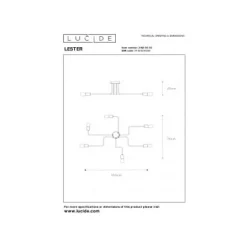 Lucide LESTER Plafondlicht 6xE27 100/75/20cm Zwart