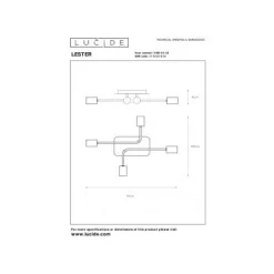 Lucide LESTER Plafonnier 52/38/9 cm E27/60W Zwart