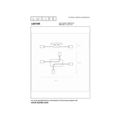 Lucide LESTER Plafonnière-Mat Go.-4xE27-40W-Metaal