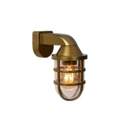 Lucide LEWIS - Wandlamp Buiten - 1xE27 - IP44 - Mat Goud / Messing
