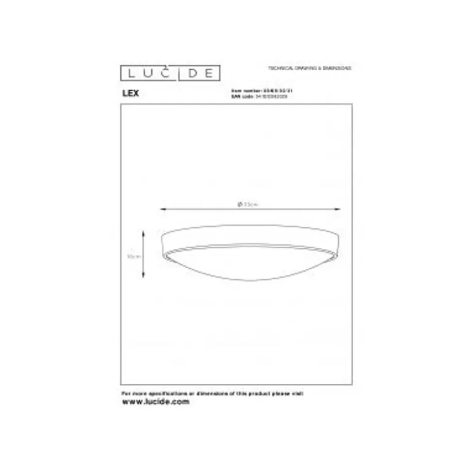 Lucide LEX Plafondlicht 2xE27 D33cm Wit