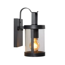 Lucide LINDELO - Wandlamp Buiten - 1xE27 - IP23 - Zwart Lucide