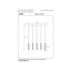Lucide Lionel - Hanglamp - 5xE27 - Zwart