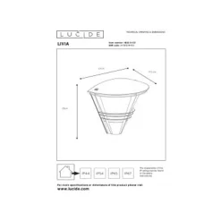 Lucide LIVIA - Wandlamp Buiten - 1xE27 - IP44 - Zwart