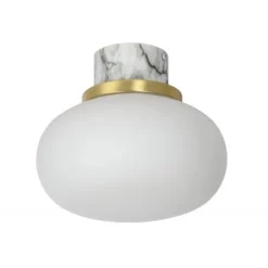 Lucide LORENA - Plafonnière Badkamer - Ø 23 cm - 1xE27 - IP44 - Opaal