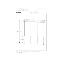 Lucide Lorenz - Hanglamp - LED Dimb. - 4x4W 3000K - Zwart