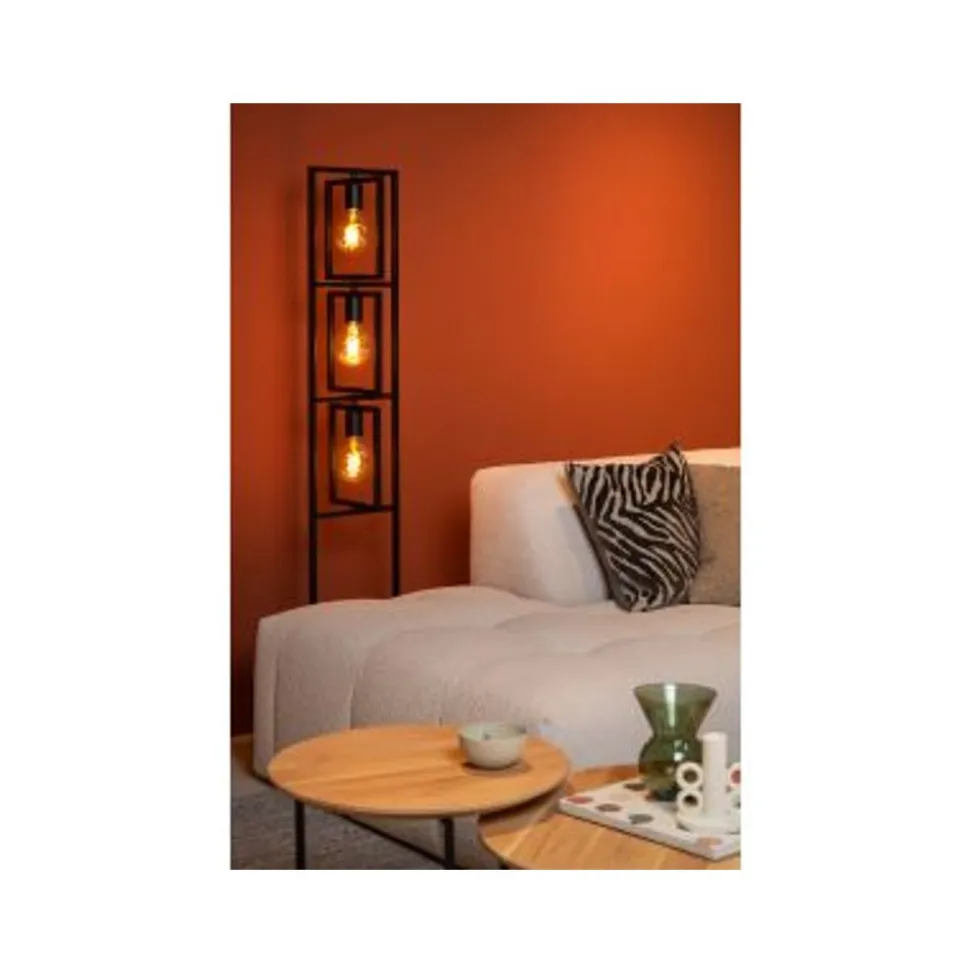 Lucide LUUK Vloerlamp-Zwart-3xE27-40W-Metaal
