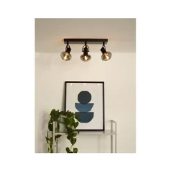 Lucide MADEE Plafondspot 3x E14/25W Zwart/ Smoke Glas
