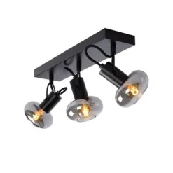 Lucide MADEE Plafondspot 3x E14/25W Zwart/ Smoke Glas