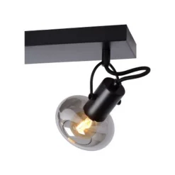 Lucide MADEE Plafondspot 3x E14/25W Zwart/ Smoke Glas